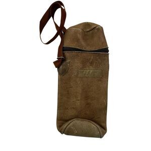 Vintage Eddie Bauer Leather Thermos Carrying Case Shoulder Strap Zip YKK Bag